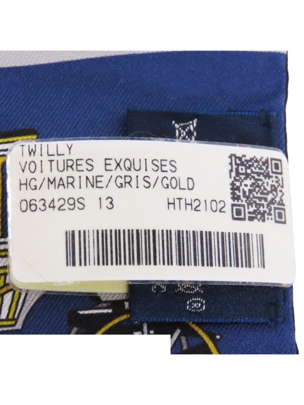 Hermes Twilly Marine Grease Gold Silk Voitures Exquises Exquisite Carriage Scarf - Picture 7 of 8